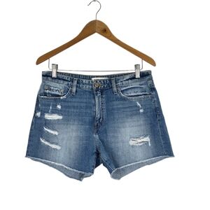 Flying Monkey Women’s Denim Shorts High Rise Raw Hem Classic Medium Wash Size 29